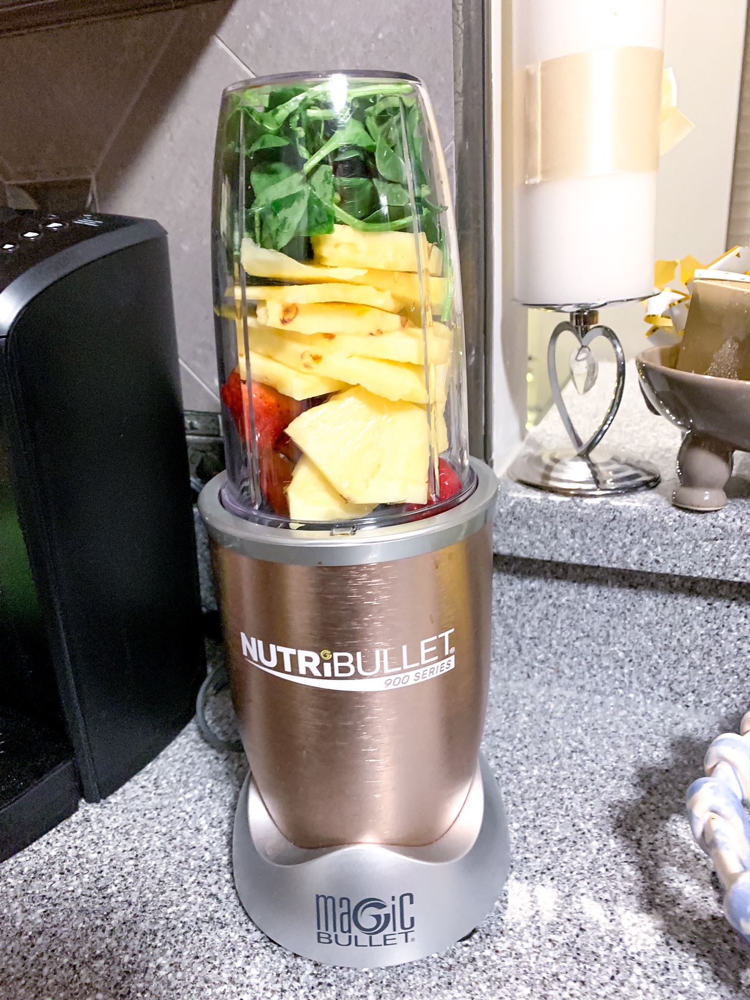 Spinach, Pineapple and Strawberries in a NutriBullet